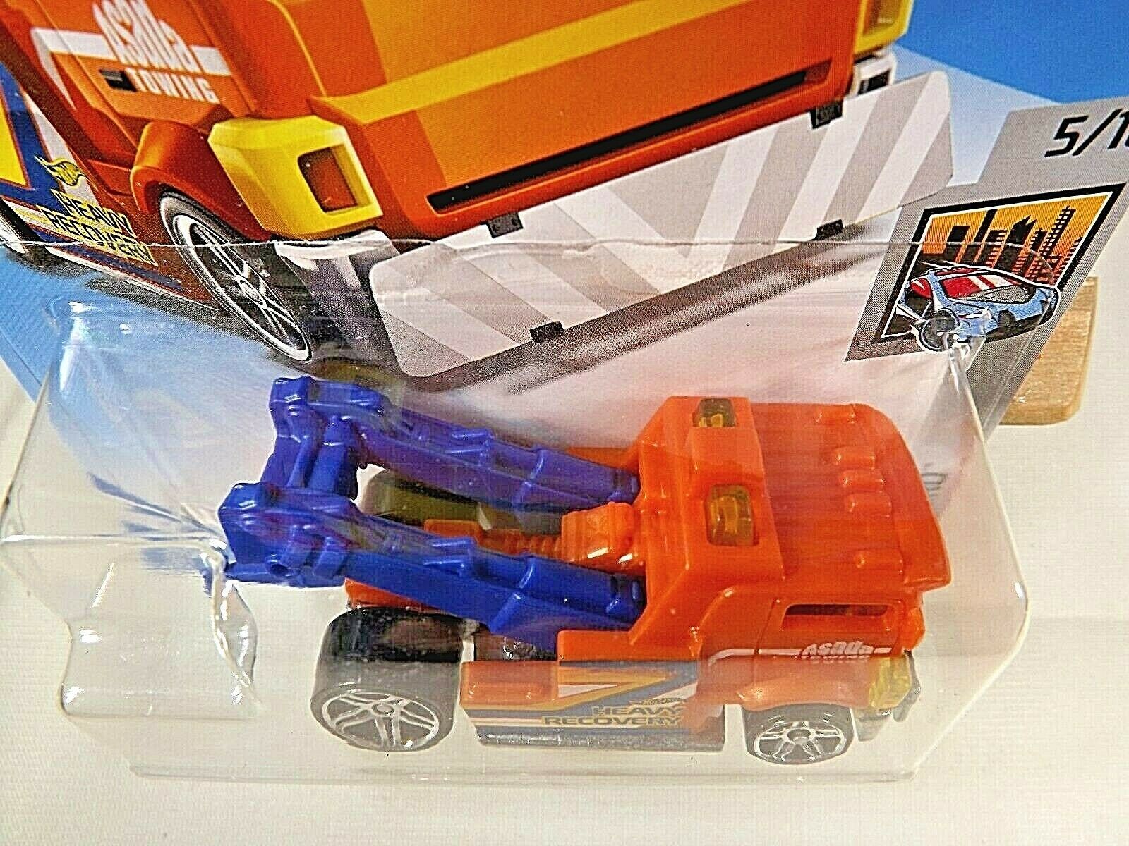 2019 Hot Wheels 129 HW METRO 5/10 HEAVY HITCHER Tow Truck Orange w/Pr5