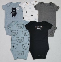 Carter's 5 Pack Bodysuits For Boys Newborn 6 9 or 12 Months Handsome Fella Bear - $20.00
