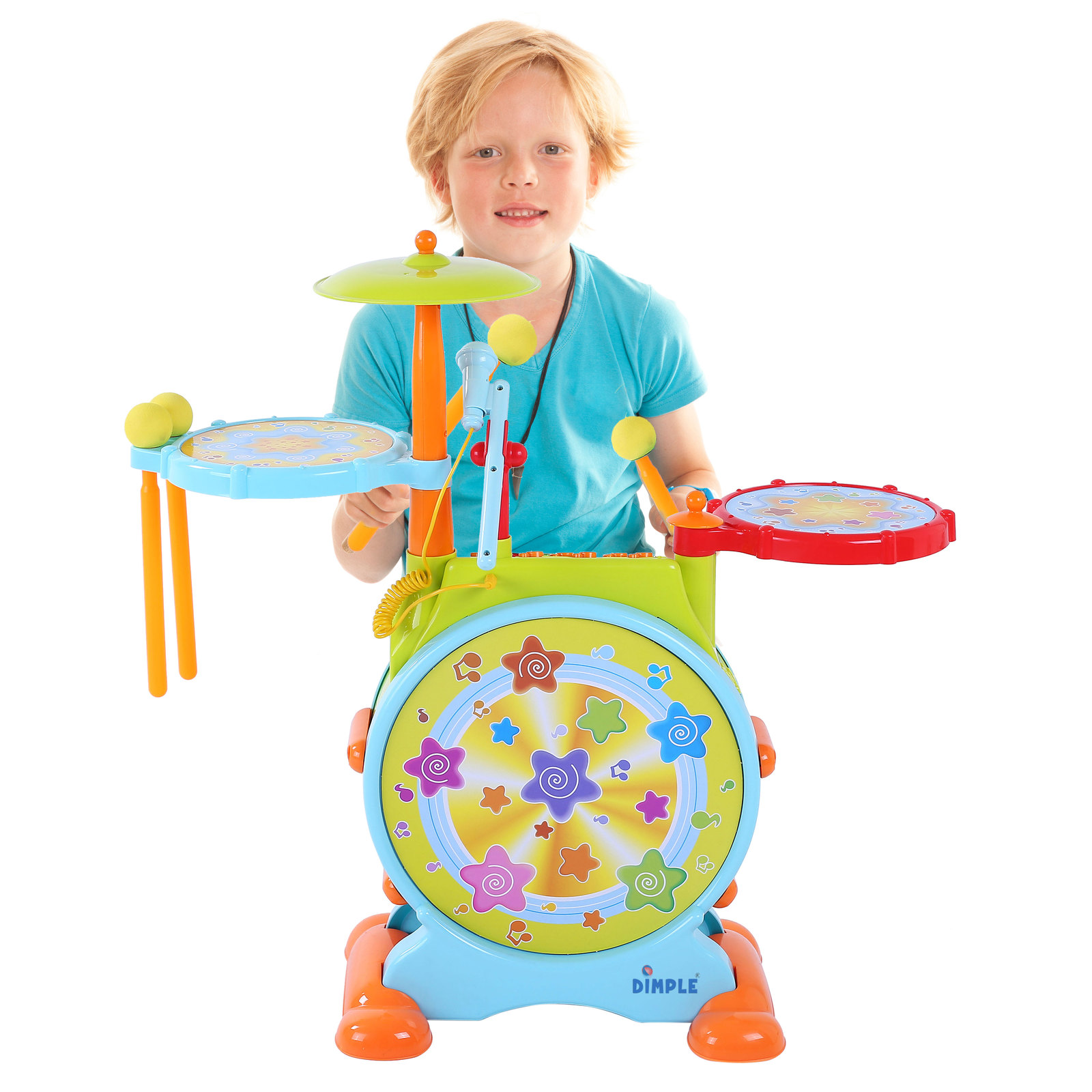 Dimple Electric Big Toy Drum Set with Microphone Pedal & Stool Gift For Kids
