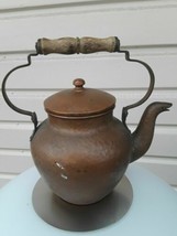 VTG Hammered COPPER Kettle PRIMITIVE Antique TEA Pot Goose Neck spout wo... - $52.25