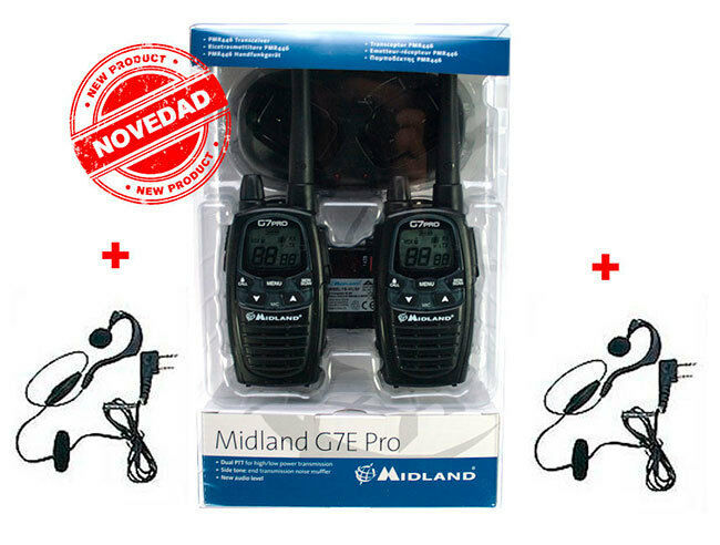 MIDLAND G7 PRO WITH HEADSETS NEW DESIGN WHIT MORE RANGE 25KMS PMR446/LPD - $124.95
