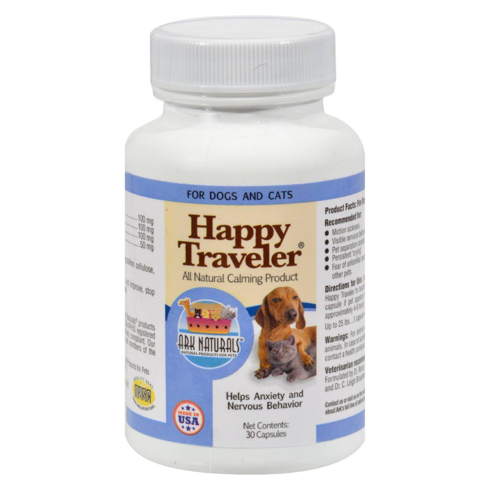 Ark Naturals Happy Traveler for Dogs and Cats - 30 Capsules(D0102H576WA.)