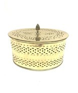 Oval Hampton Brass Scent Box With Lid Potpourri Incense Trinket Made In India - $7.91