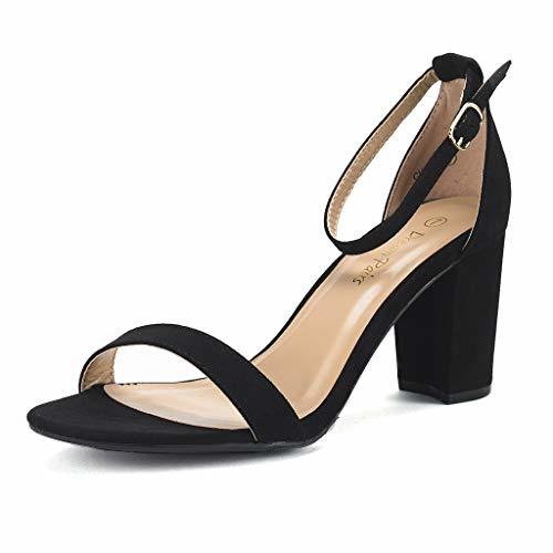 DREAM PAIRS Women's Chunk Black Suede Low Heel Pump Sandals 5.5 M US