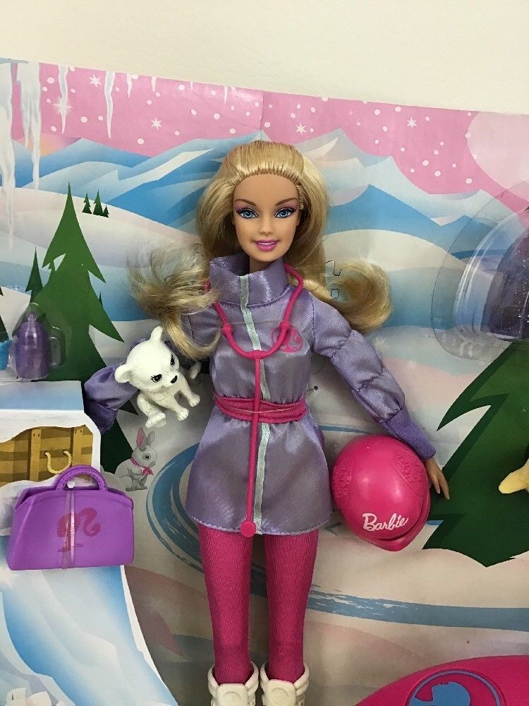 barbie travel barbie doll with winter snow