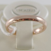 18K ROSE GOLD WEDDING BAND UNOAERRE COMFORT RING MARRIAGE 3 MM, MADE IN ITALY image 1