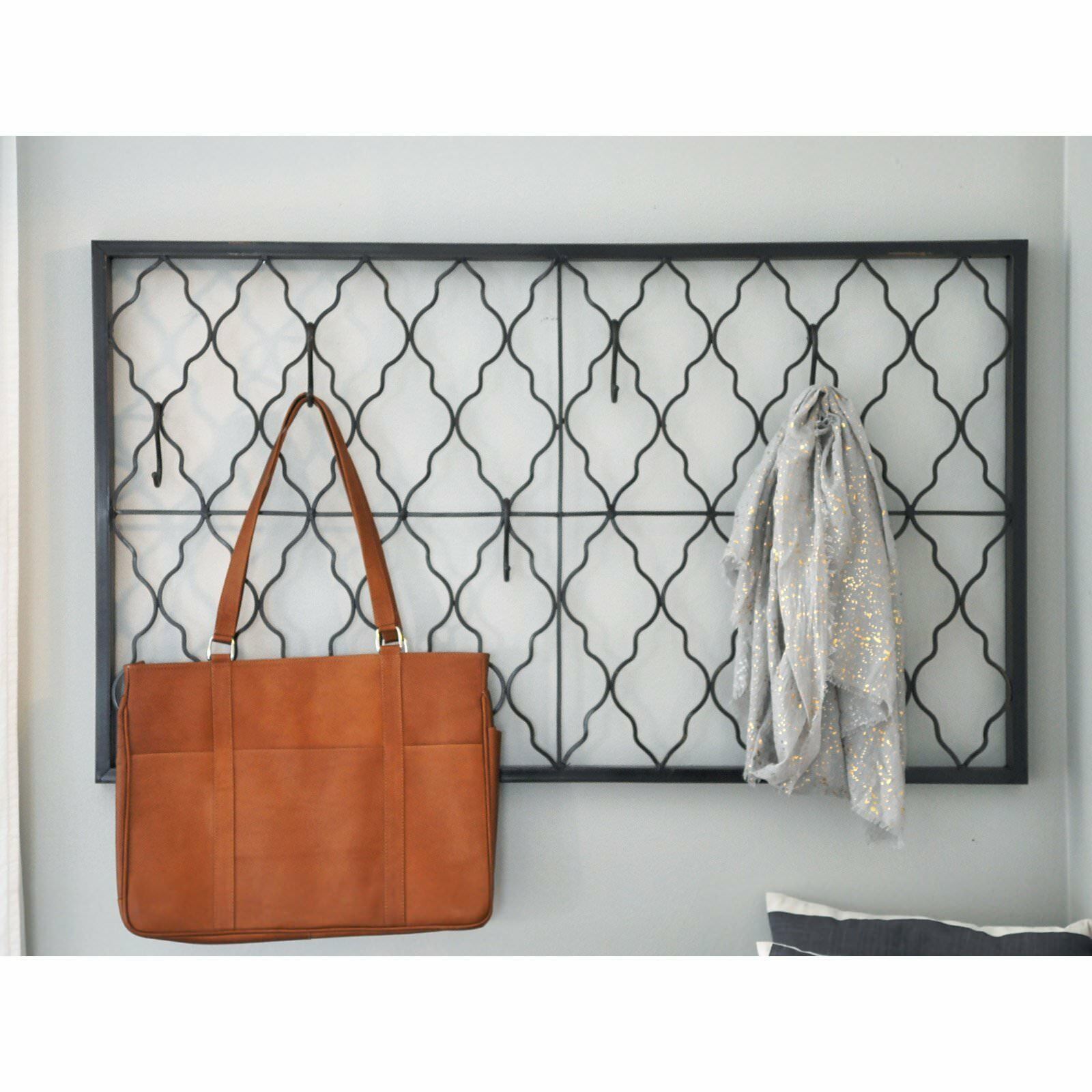 Brown Wrought Iron Modern Geometric Trellis Coat Rack Purse Hanger 10