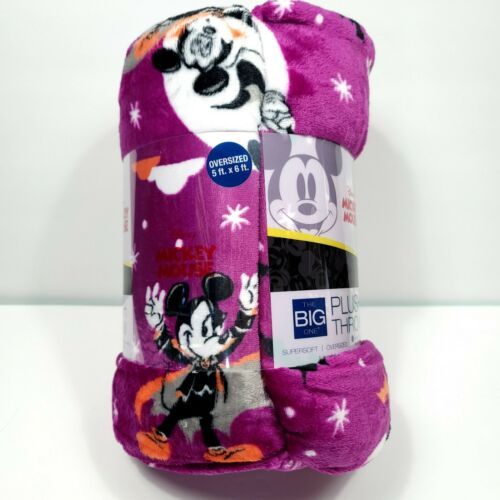 Disney Mickey Minnie Mouse Halloween Plush Throw Blanket The Big One Purple NEW