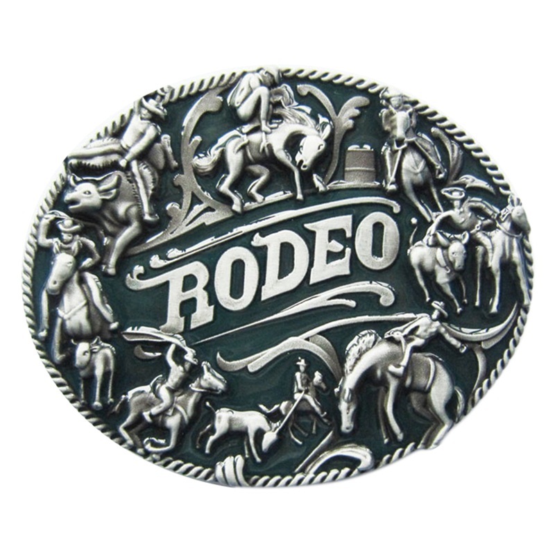 New Vintage Enamel Rodeo Cowboy Man Western Belt Buckle Gurtelschnalle Boucle de