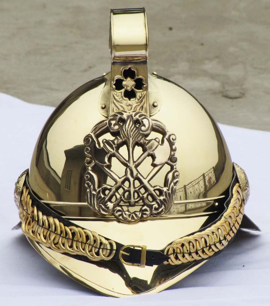 VICTORIAN /"MERRYWEATHER/" BRASS FIREMAN FIRE FIGHTER BRIGADE BRITISH CHIEF HELMET