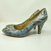 Naturalizer N5 Comfort Women Size 10 Clava Snakeskin Embossed Heels Blue - $34.62
