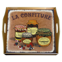 Serving art tray - Marmalade pots with fruits - Square Hand Painted Glass Tray - $199.00