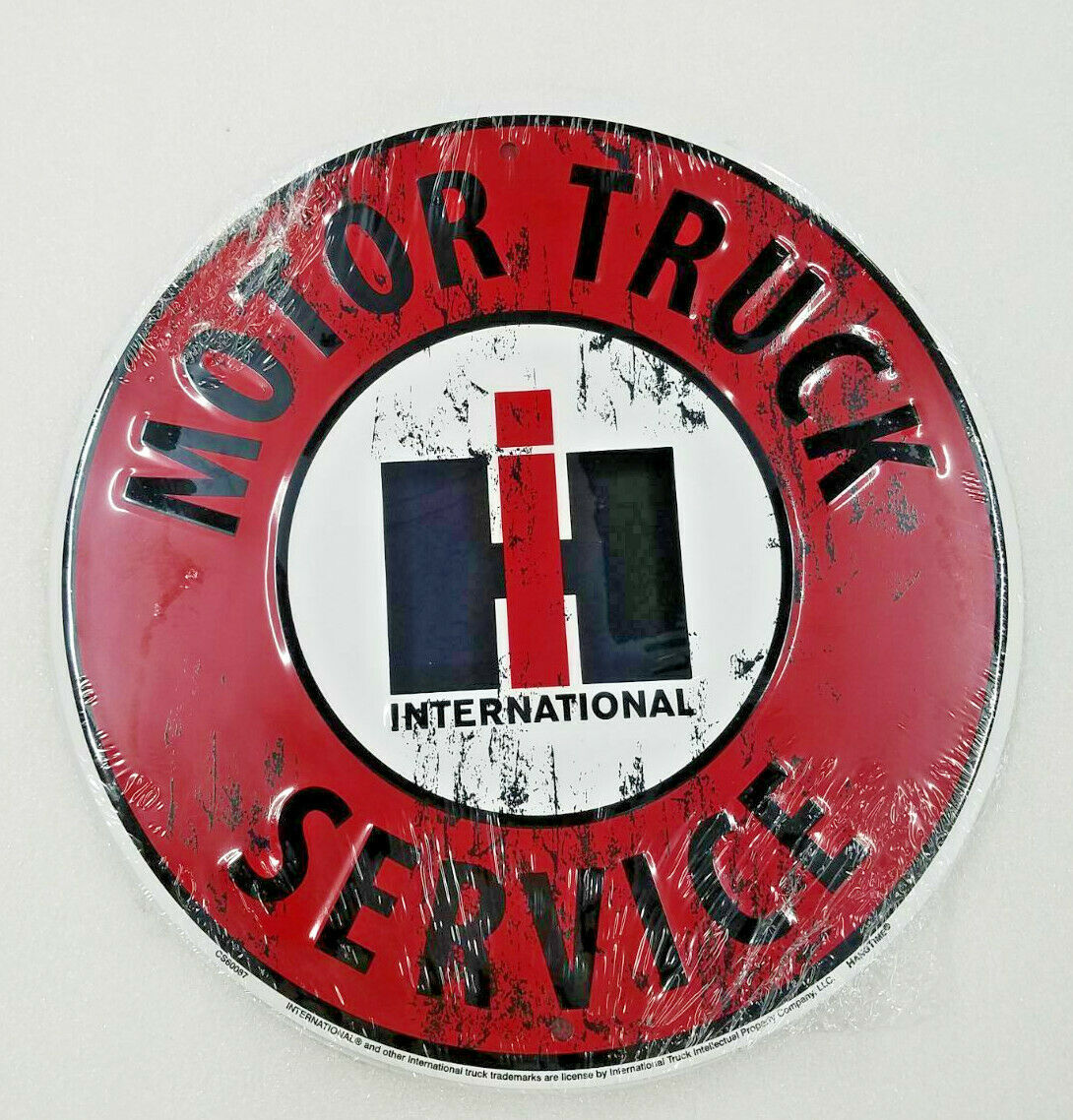 12" International truck logo Motor service auto wall art embossed USA