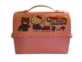 Vintage 1981 Sanrio Hello Kitty Pink Plastic Lunch Box Case Rare image 4