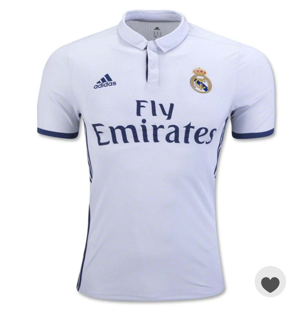 NWT REAL MADRID HOME FAN JERSEY SEASON 16-17 SIZE SMALL TO 4