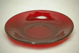 Royal Ruby Red Round Saucer Plate Anchor Hocking Glass Vintage MCM 5-3/4&quot; - $12.86