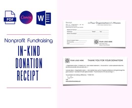 In-Kind Donation Receipt | Editable and customizable in Adobe, Canva, or... - $5.53