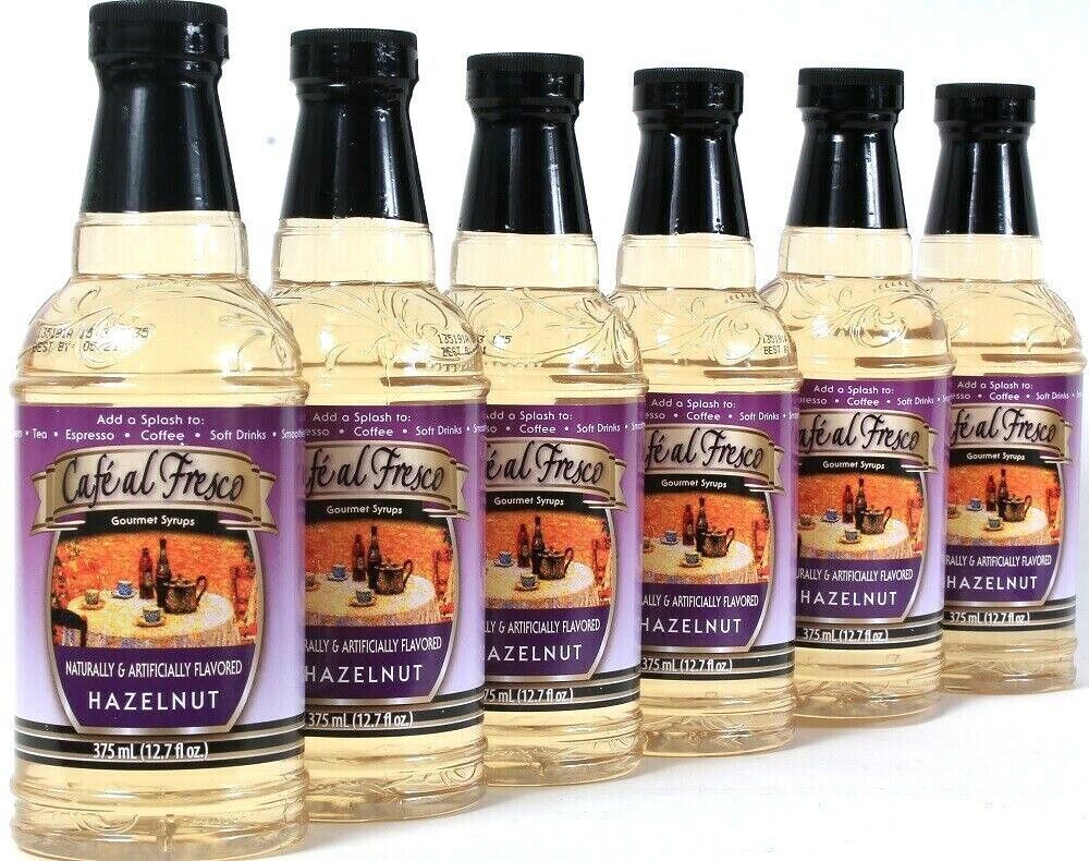 6 Ct Cafe Al Fresco 12.7 Oz Hazelnut Gourmet Syrup Coffee Espresso Soft