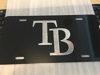 Tampa Bay Rays TB Logo Car Tag Diamond Etched on Aluminum License Plate