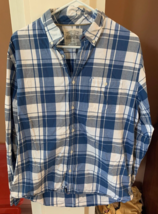 Aeropostale Men's Checked Button-Up Shirt Long Sleeve Collared Pocket Blue Large - $17.81