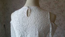 White Lace Cold Shoulder Top Long Sleeve White Lace Wedding Bridesmaid Top Plus image 9