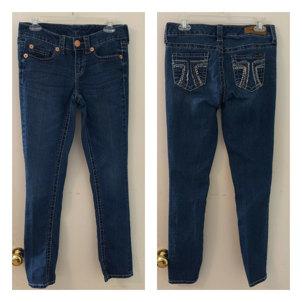 Seven7 Women's  Blue Jeans 32 x 30  Size 4 Slim Strait Cotton Blend  Med Wash