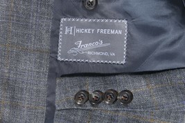 Hickey Freeman Men's Gray Silk Linen Wool Plaid Sport Coat Jacket Blazer 42L - $158.35