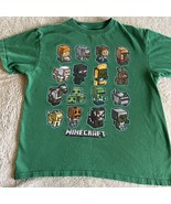 Mojang Minecraft Boys Green Creeper Zombie Cheetah Short Sleeve Shirt 10 - $9.31