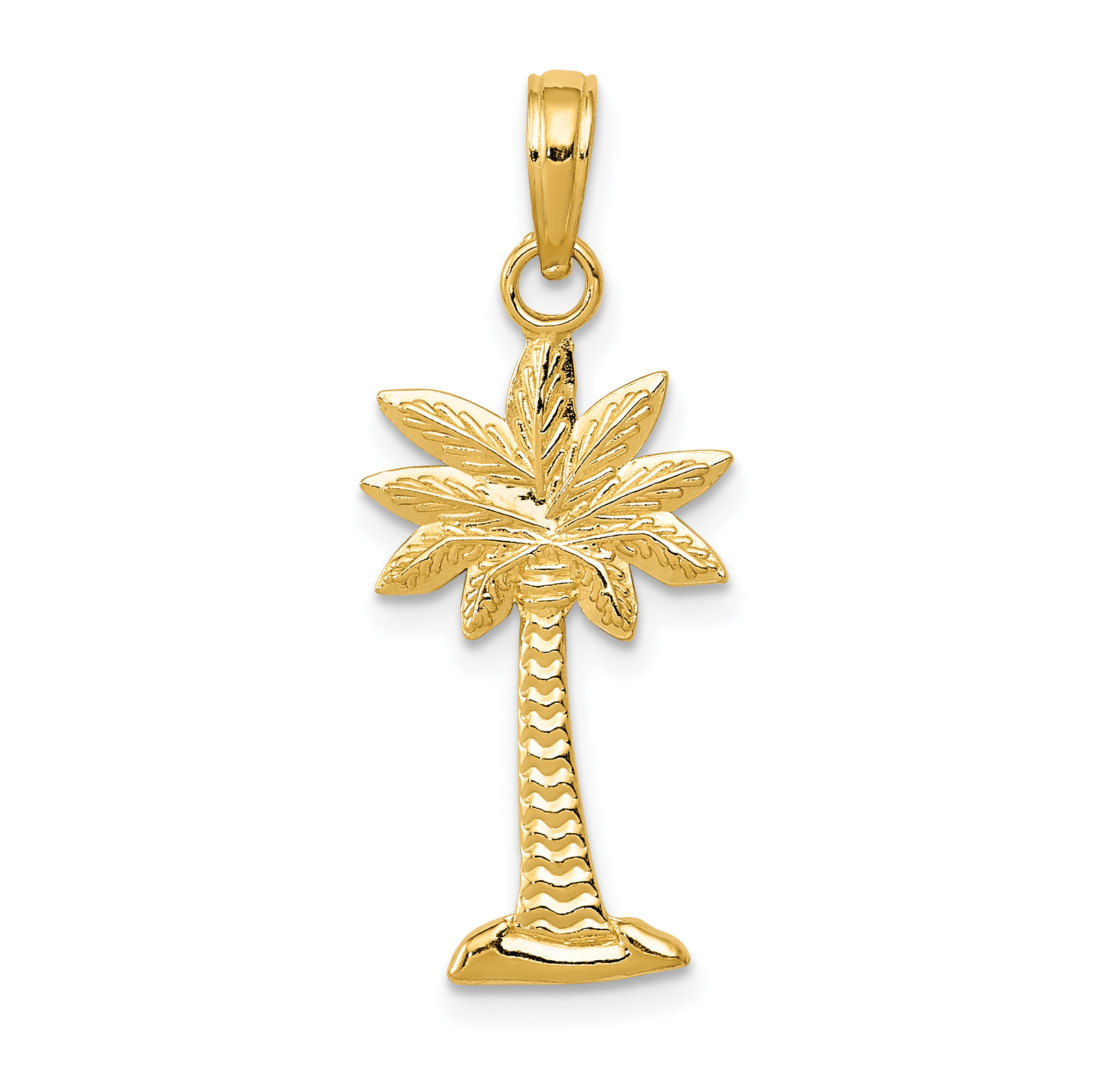 14K Gold Polished and Textured 2-D Palmetto Palm Tree Pendant - Fine ...