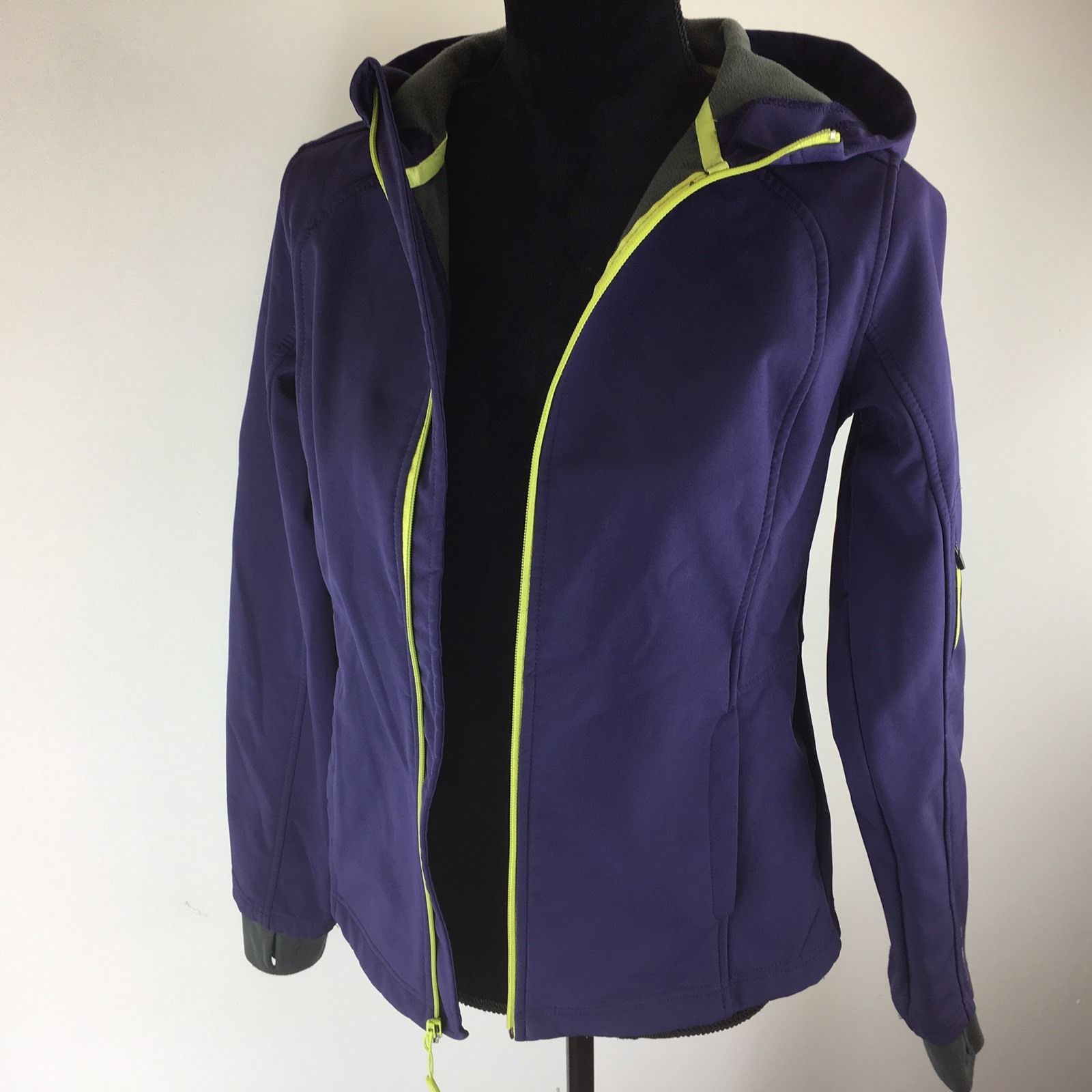 MONDETTA Purple Fleece Hooded Zip Up Front Small Jacket Women's Coat ...