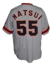 Hideki Matsui #55 Yomiuri Giants Tokyo Button Down Baseball Jersey Grey Any Size image 2