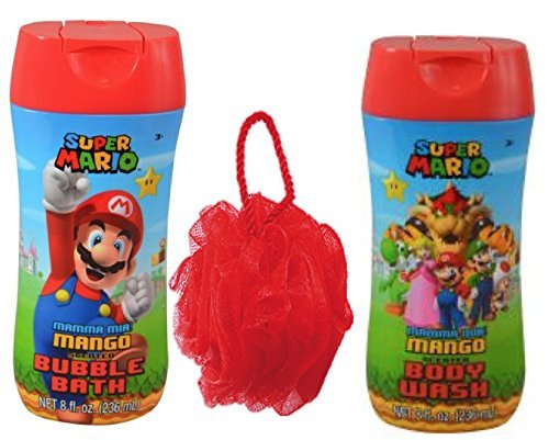 Super Mario Brothers 3pcs Bathroom Collection, Body Wash, Bubble Bath ...