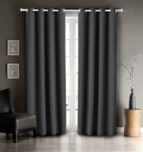 Dark Gray Energy Saver Shade Room Darkening Blackout Curtain Panel Set