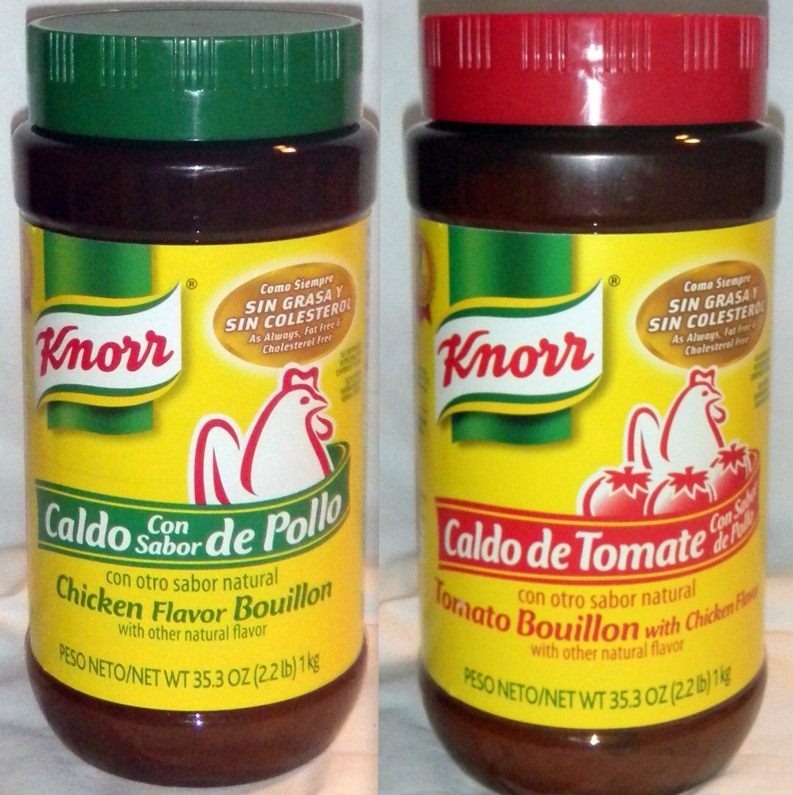 2 X Mixed Knorr Tomato Bouillon Chicken Bouillon 35.3oz/2.2Lb Bottle