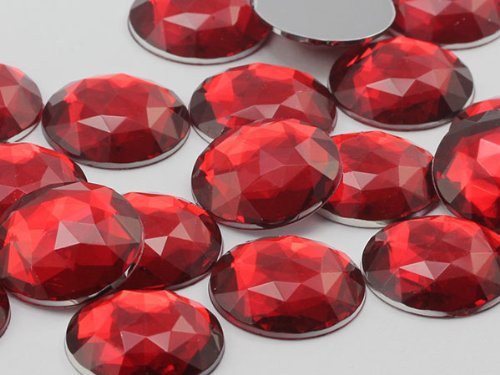 Allstarco 25mm Red Ruby H103 Flat Back Round Acrylic Jewels Pro Grade - 20 Piece