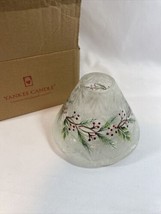 Yankee Candle Frosted Pine Crackle Glass Jar Candle Shade Winter Berry Holiday - $45.99