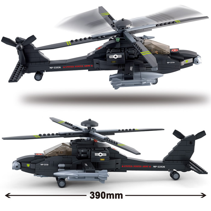 Apache Longbow Military Building Block Helicopter Compatible With