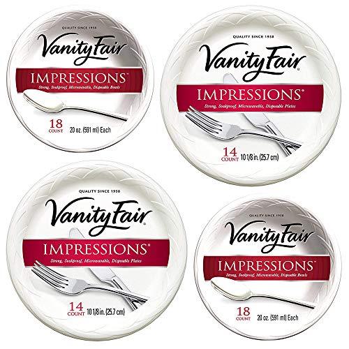 Vanity Fair Impressions 10 1/4 Inch Dinner Plate and 20 Ounce Bowl Combo Heavy D Plates