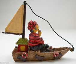 Resin Figurine Fisherman Sailboat Wearing Red Shirt Boat Fish Nautical 7... - $9.74