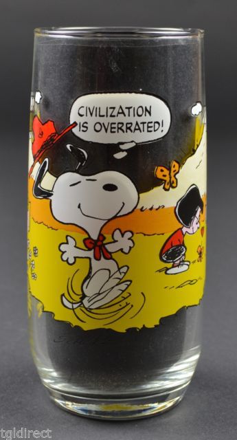 Primary image for Vintage McDonalds Glass Camp Snoopy Collection Civilization Is Overated Peanuts