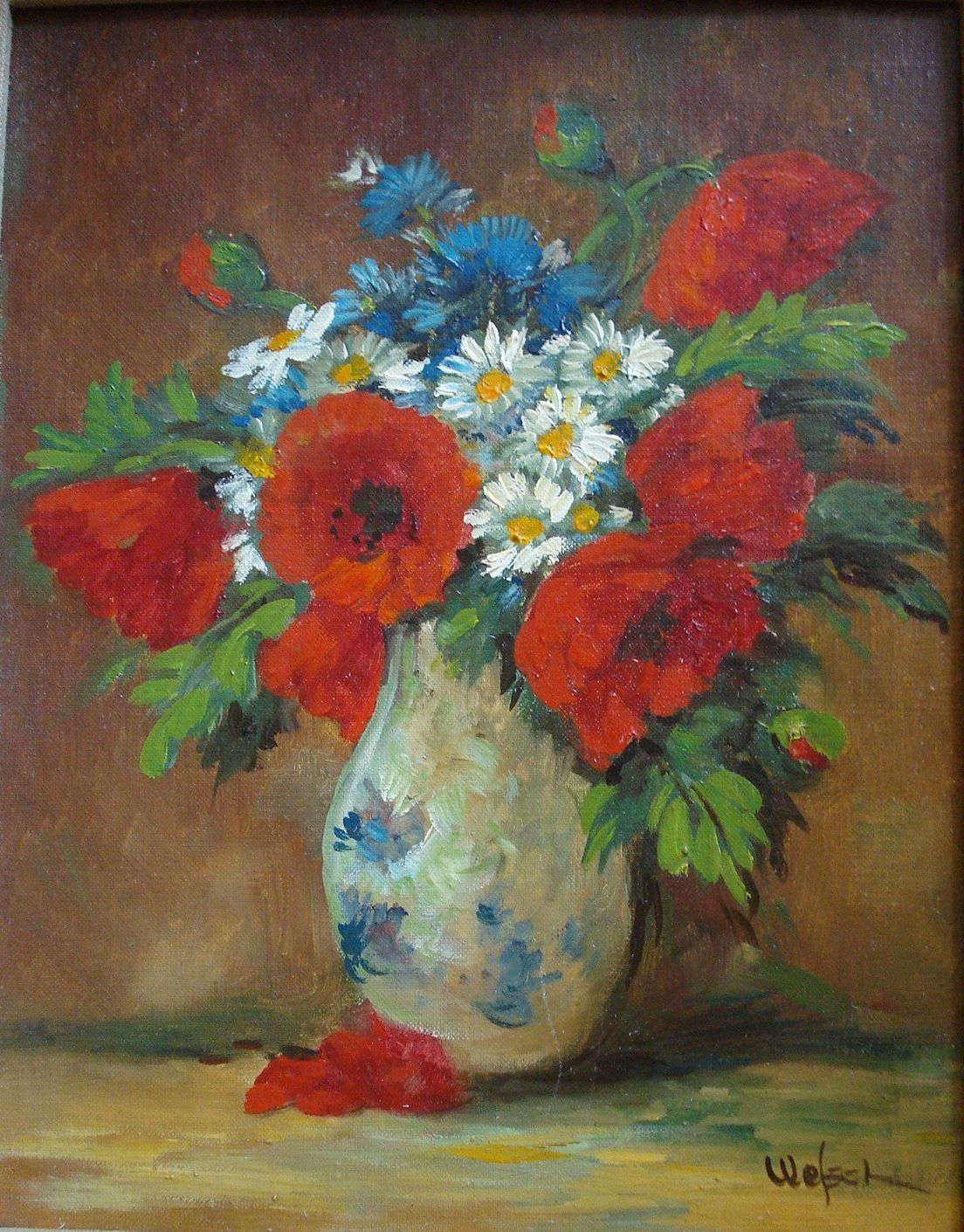 NY Artist Richard Welsch Floral Painting Vintage Signed Listed 01100 ...