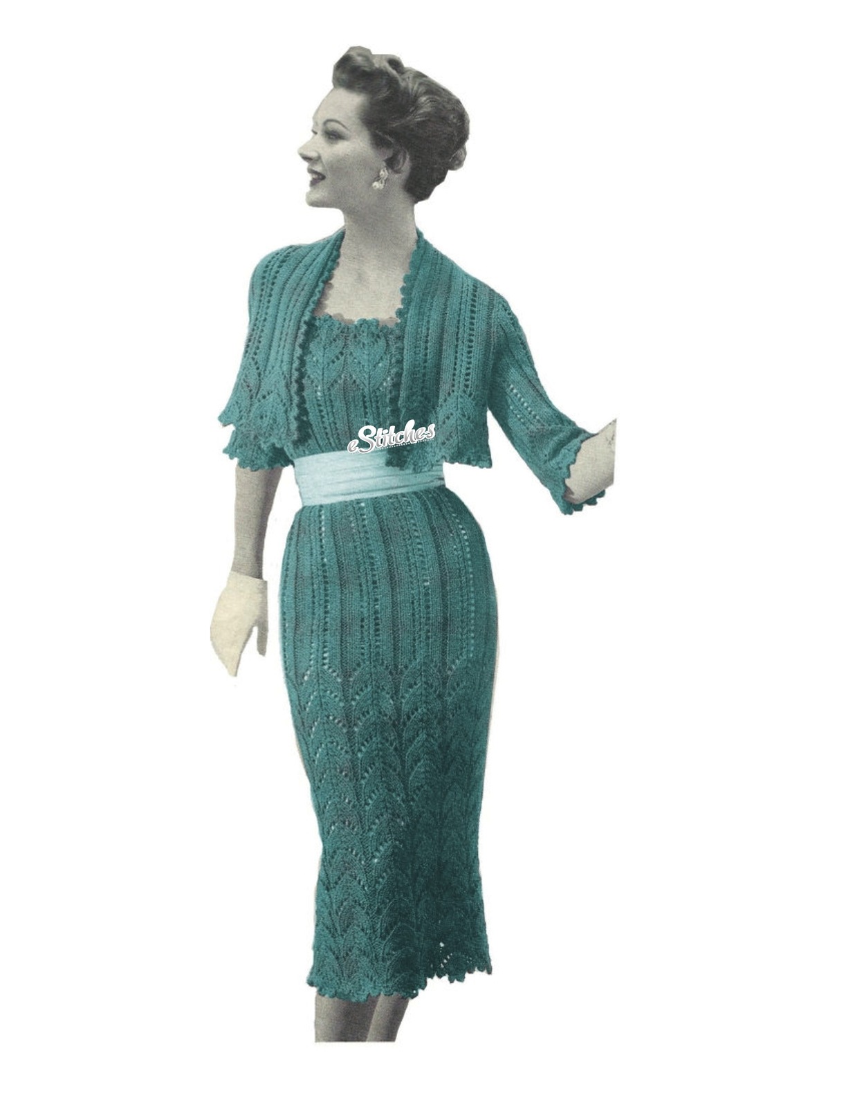 1950s Lace Sheath Dress with Short Bolero Jacket 1960s ...