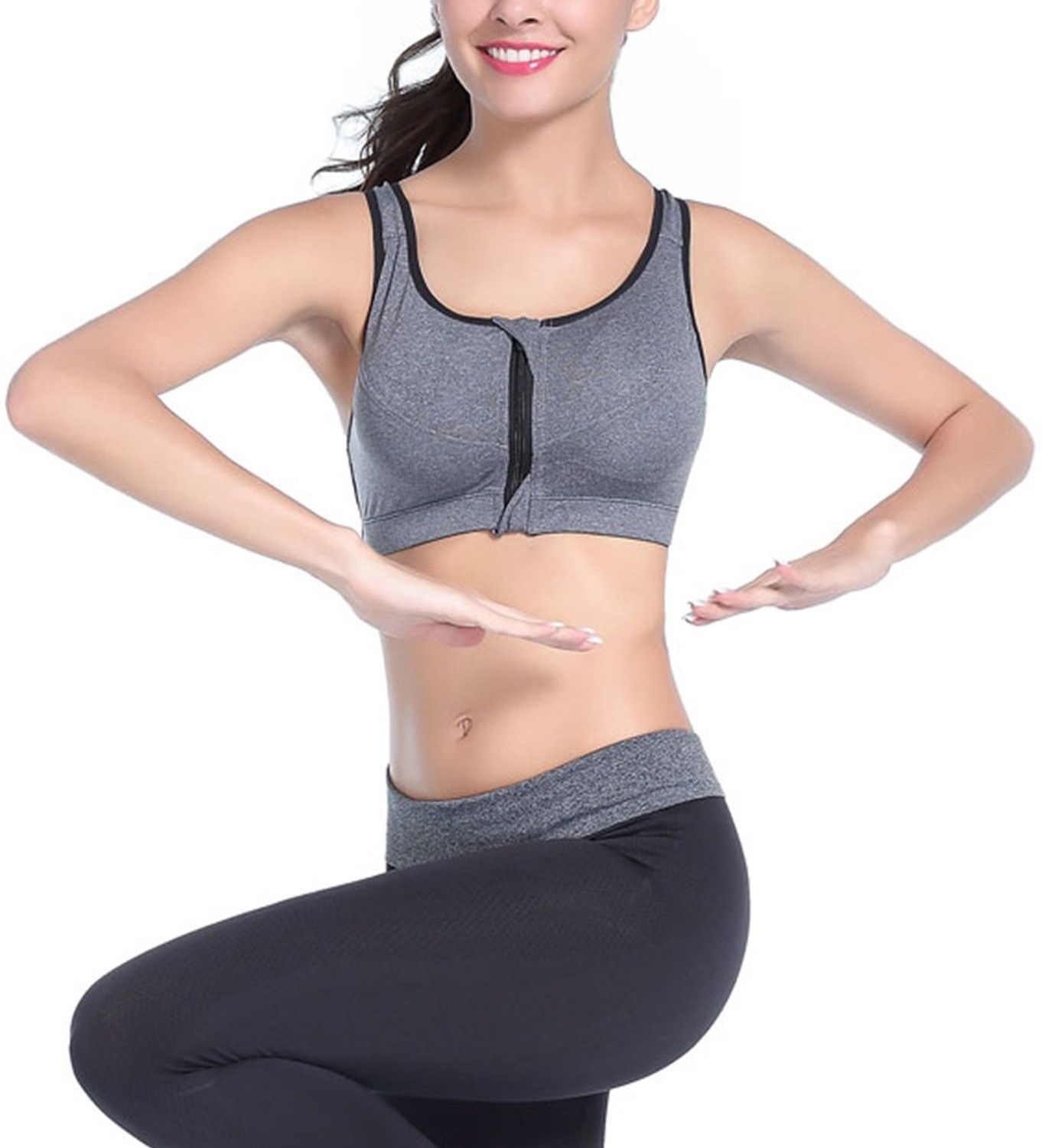 Newlashua Women's High Support Plus Size Zip Front Close Padded Sports Bra XXXL - Sports Bras