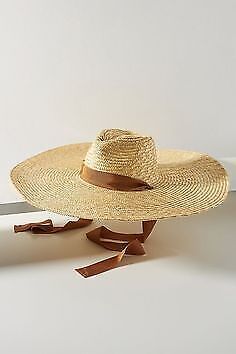 Free People ORANGE Tie-Dye Straw Rancher Hat, Size ALL