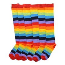 Angelina 12 Pair Dozen Girls Kids Toddler Knee High Socks Rainbow Striped 2540