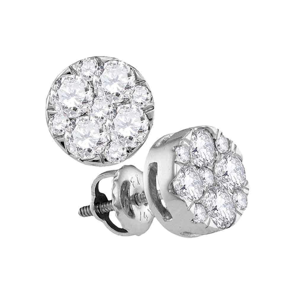 14Kt White Gold Womens Diamond Cluster Earrings 1.00 Cttw - Free