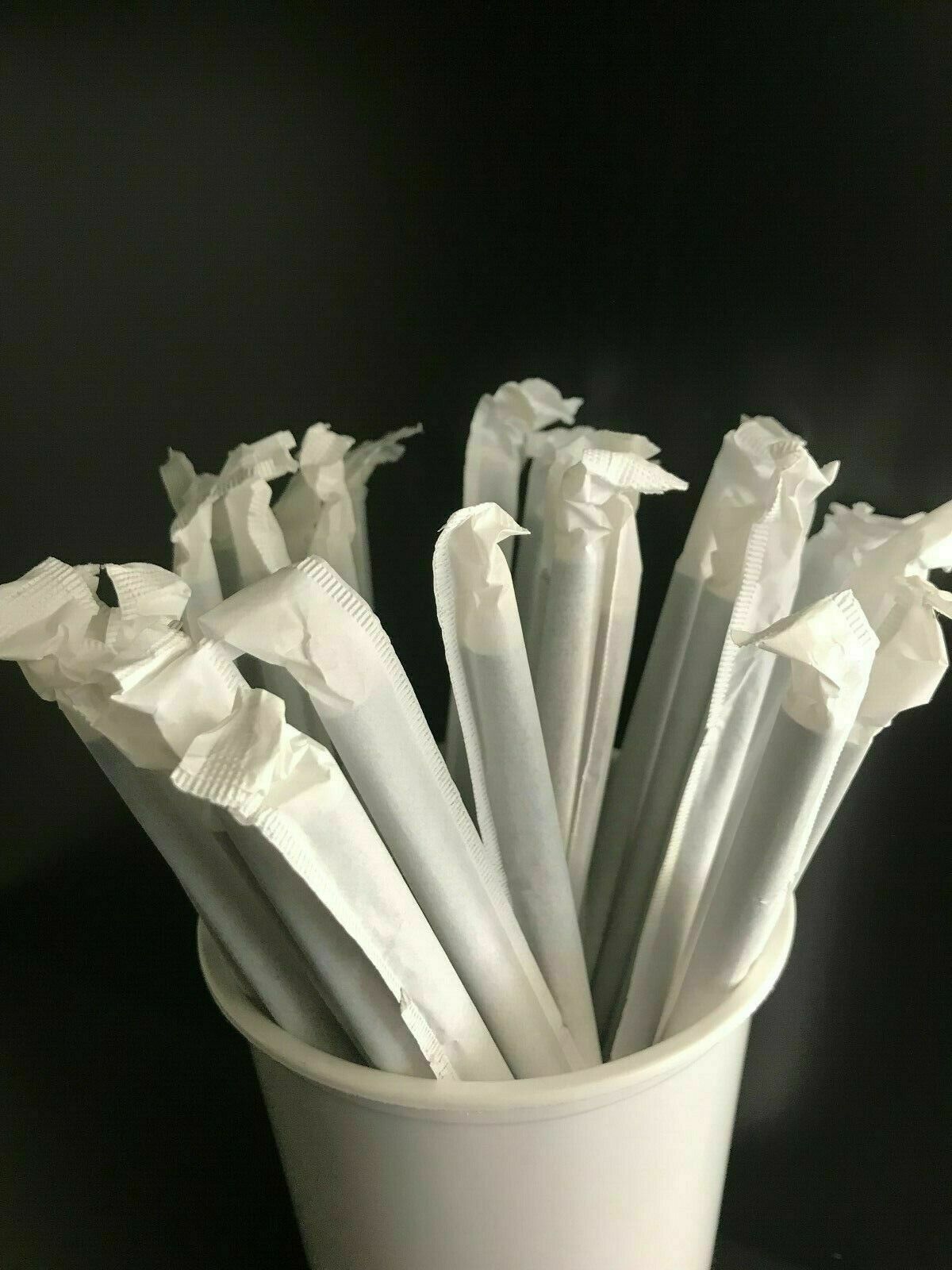 White Paper Straws 800pc Individually Wrapped Biodegradable 6mm 7 3/4 ...