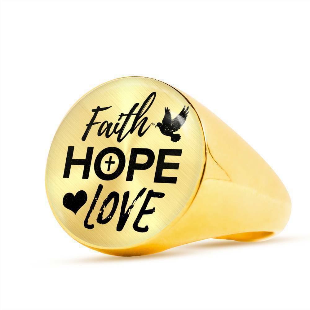 Faith Hope Love Bible Verse 18k Gold Finish Circle Ring Rings