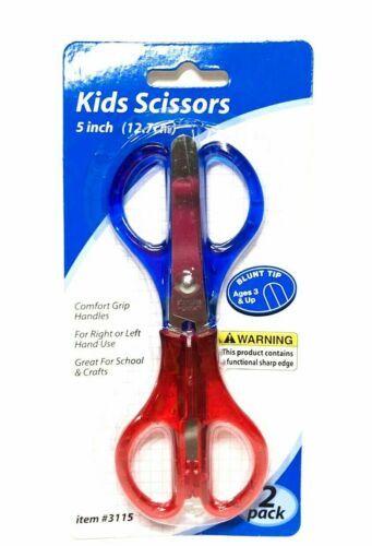 Lot of 2 Allary Style #3115 Kids Scissors, 5 Inch, 2 Pack, Red & Blue