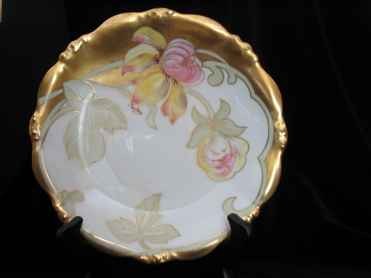 Limoges Plate France Gold Trim Signed Buffon Bawo Elite Works Hand